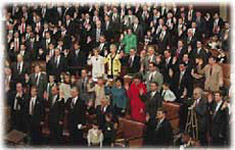 Members of the House of Representatives are sworn in January 7, 1997, as the 105th Congress begins.
