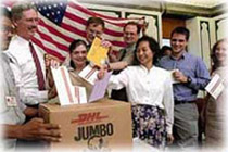 American diplomats and their family members cast absentee ballots at the U.S. consulate in Bombay, India, 17 October 2000.