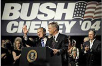 President Bush waves to supporters at a fundraiser in Los Angeles in June, 2003.
