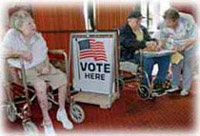 Senior citizens vote in the 2000 presidential election at a Florida retirement community.