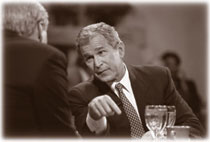George W. Bush appears on TV talk show, Hardball with Chris Matthews