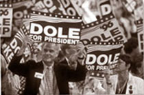 Republican convention delegates support Senator Robert Dole for president, San Diego, 1996.